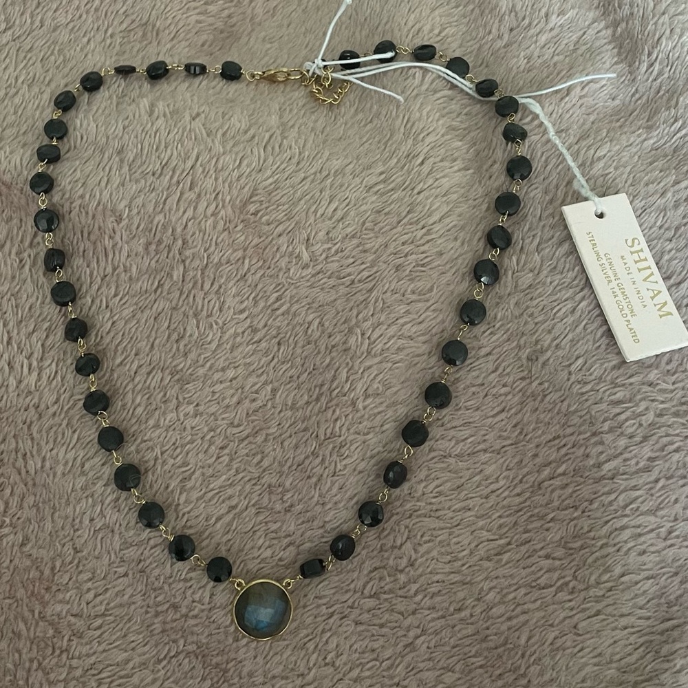 Gemstone 18k Gold and 925 Silver Necklace.